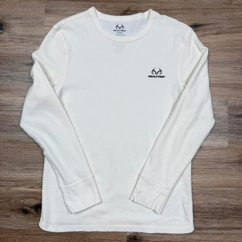 white realtree knit thermal crewneck sweater